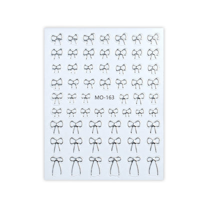 5D Minimalist Embossed Bow Nail Stickers (Black/White/Silver) - VaultDigital