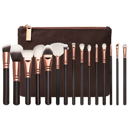 15-Piece Pink Rose Gold Makeup Brush Set - VaultDigital