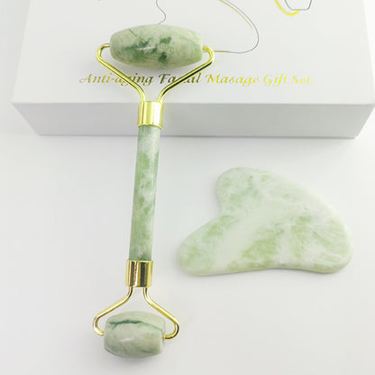 110g Xiu Yu White Jade Facial Roller Gua Sha Set - VaultDigital