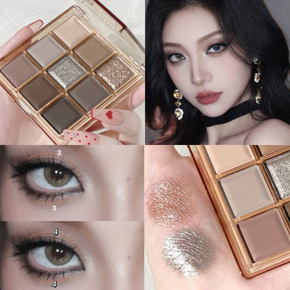 9-Color Warm Neutral Eyeshadow Palette – Matte & Shimmer - VaultDigital