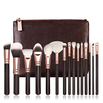 15-Piece Pink Rose Gold Makeup Brush Set - VaultDigital