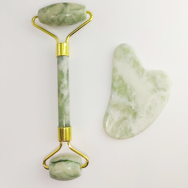 110g Xiu Yu White Jade Facial Roller Gua Sha Set - VaultDigital