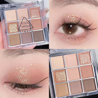 9-Color Warm Neutral Eyeshadow Palette – Matte & Shimmer - VaultDigital