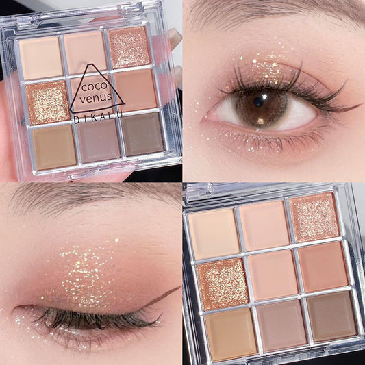 9-Color Warm Neutral Eyeshadow Palette – Matte & Shimmer - VaultDigital