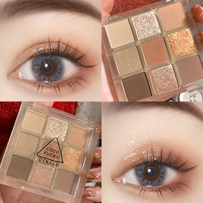 9-Color Warm Neutral Eyeshadow Palette – Matte & Shimmer - VaultDigital