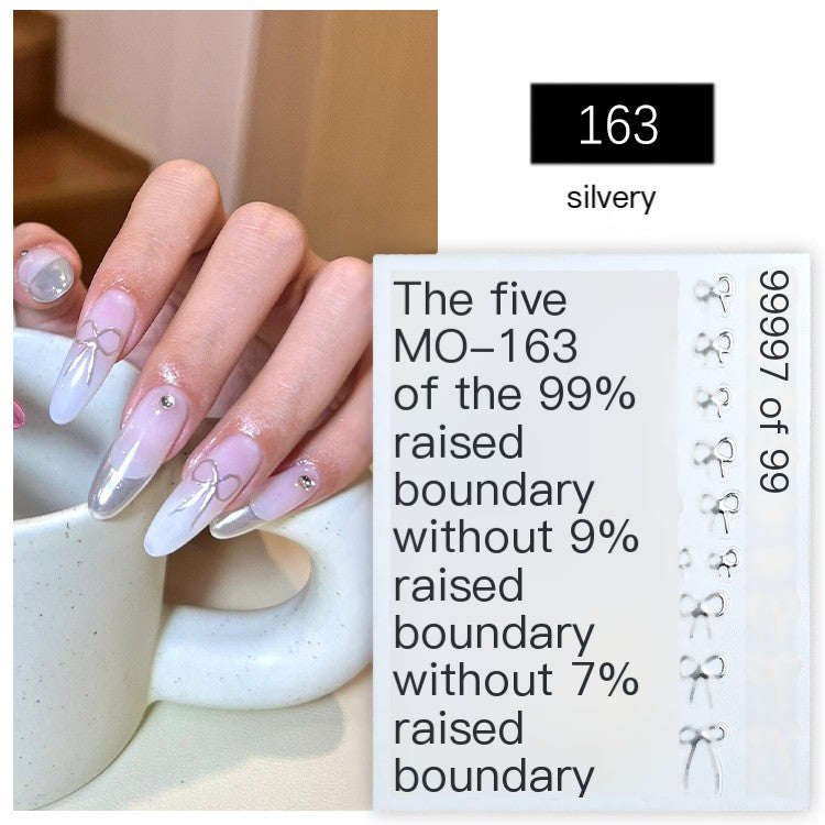 5D Minimalist Embossed Bow Nail Stickers (Black/White/Silver) - VaultDigital