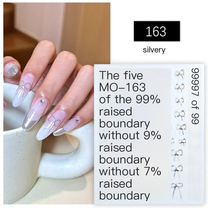 5D Minimalist Embossed Bow Nail Stickers (Black/White/Silver) - VaultDigital