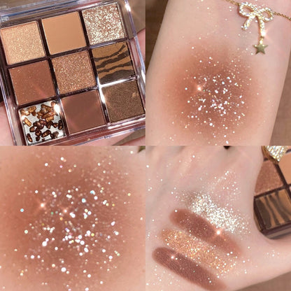 9-Color Warm Neutral Eyeshadow Palette – Matte & Shimmer - VaultDigital