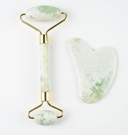 110g Xiu Yu White Jade Facial Roller Gua Sha Set - VaultDigital