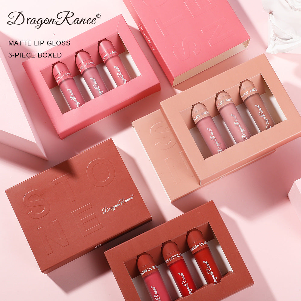 3-Piece Matte Lip Gloss Set - Non-Stick to Cup - VaultDigital