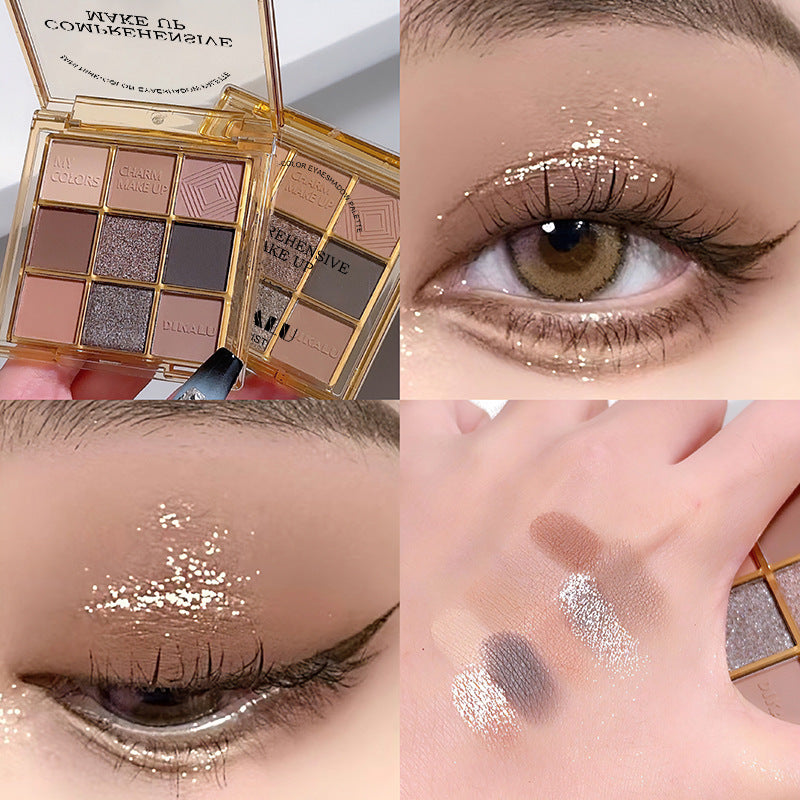 9-Color Warm Neutral Eyeshadow Palette – Matte & Shimmer - VaultDigital