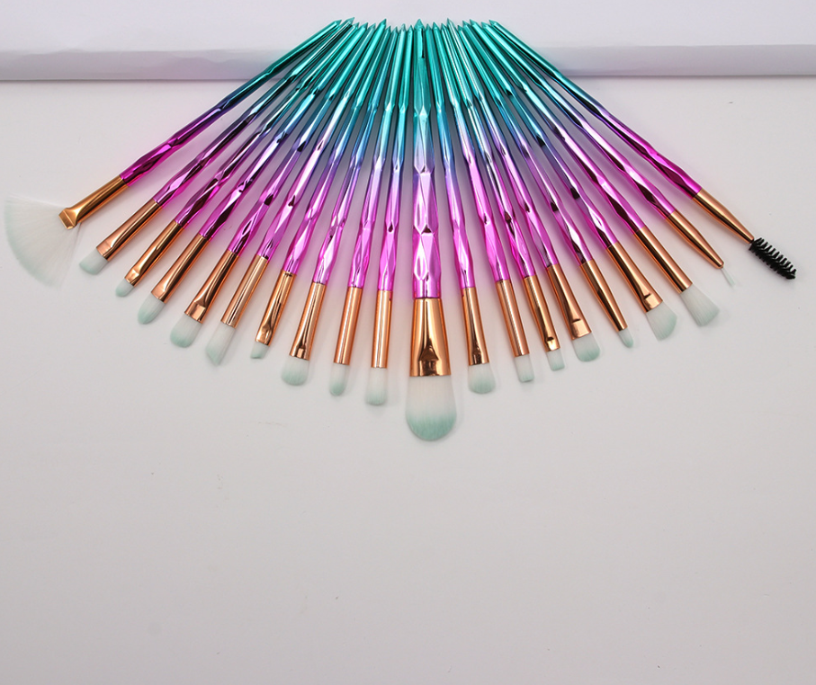 20-Piece Eye Brush Set with Colorful Diamond Handles - VaultDigital