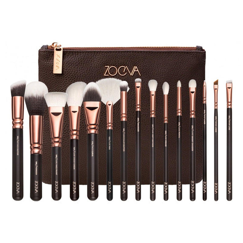 15-Piece Pink Rose Gold Makeup Brush Set - VaultDigital