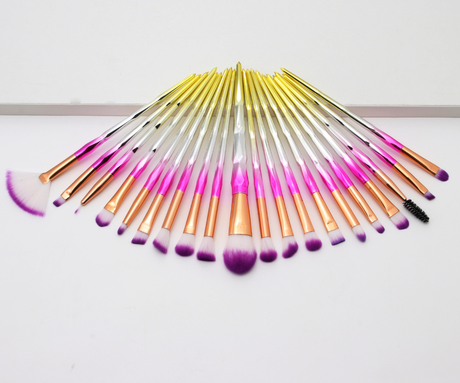 20-Piece Eye Brush Set with Colorful Diamond Handles - VaultDigital