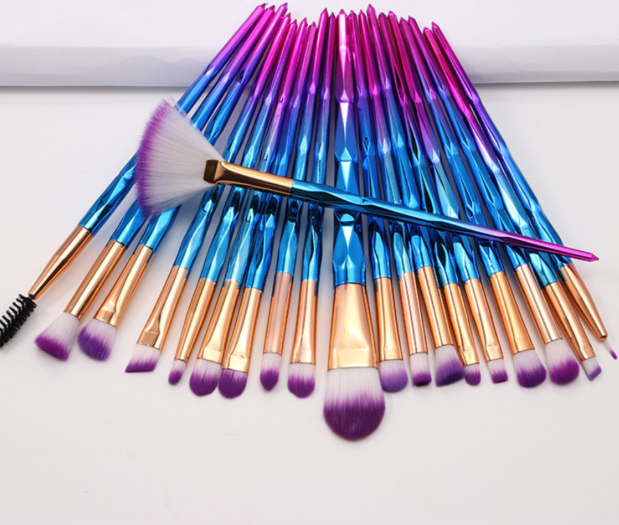 20-Piece Eye Brush Set with Colorful Diamond Handles - VaultDigital