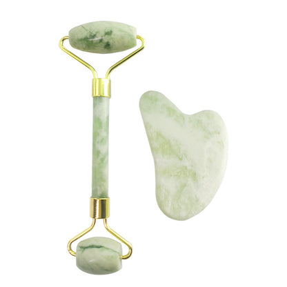 110g Xiu Yu White Jade Facial Roller Gua Sha Set - VaultDigital
