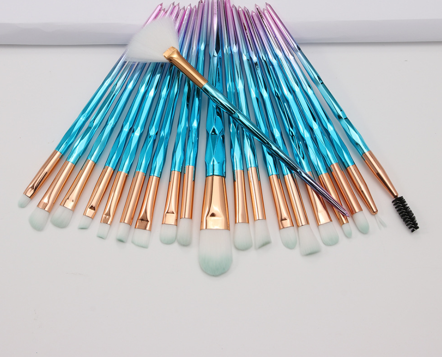 20-Piece Eye Brush Set with Colorful Diamond Handles - VaultDigital