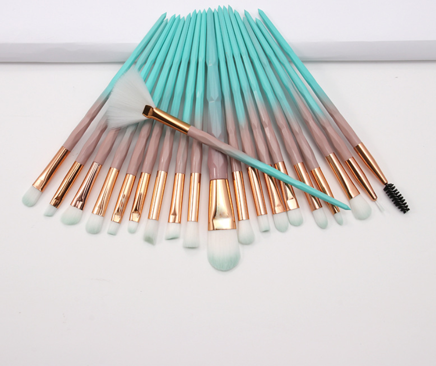 20-Piece Eye Brush Set with Colorful Diamond Handles - VaultDigital