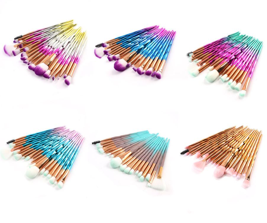 20-Piece Eye Brush Set with Colorful Diamond Handles - VaultDigital